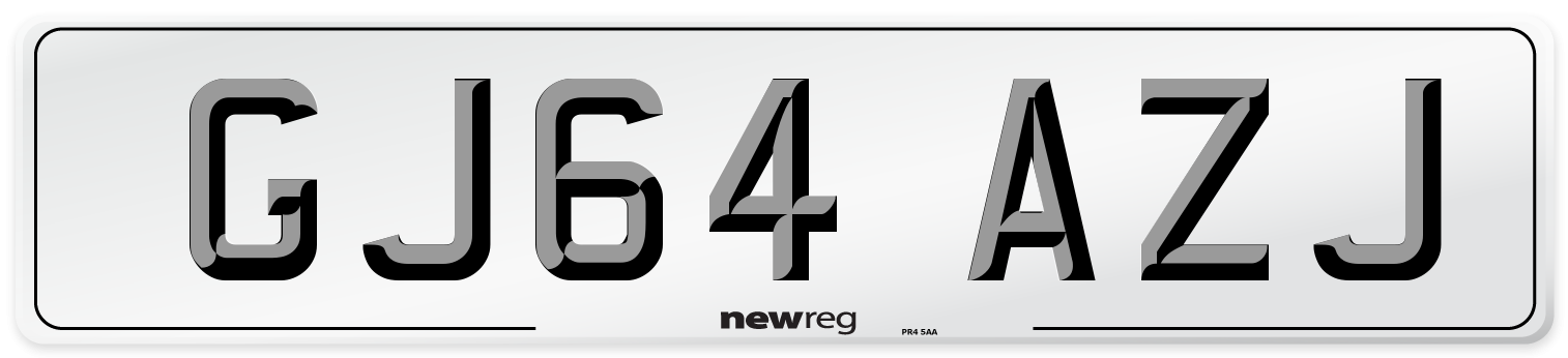 GJ64 AZJ Number Plate from New Reg